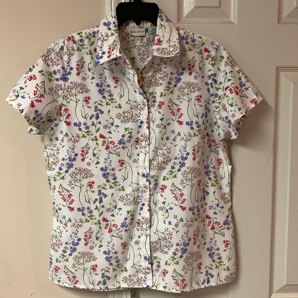 Botanical Print White Stag Blouse